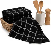 Kit 6 Pano de Prato Preto Grande Copa Atoalhado Chef Grande Listrado Premium 100% Algodão