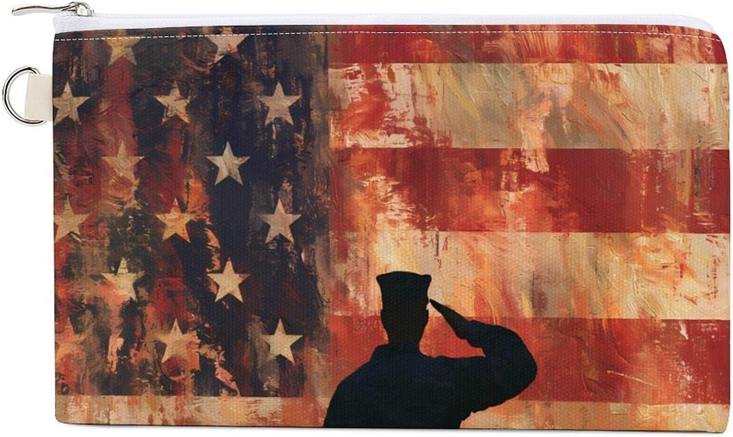Soldier Saluting U.S. Flag Coin Purse Change Purse Pouch Wallet