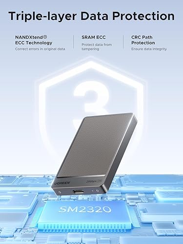Miniatura 4 de UGREEN SSD portátil de 1 TB hasta 2000 MBs, disco duro externo USB C SSD con USB 3.2 Gen 2x2, unidad externa de estado sólido compatible con iPhone