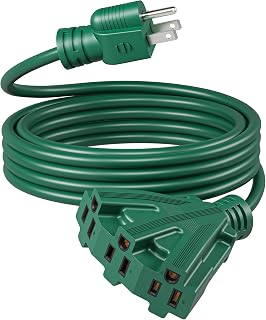 DEWENWILS 15FT Outdoor Extension Cord, Halloween Green Extension Cord 13A/1625W, Weatherproof 16/3 SJTW Power Cable with Multiple Outlet, Christmas Decor Landscaping String Lights, ETL Listed, 1 Pack
