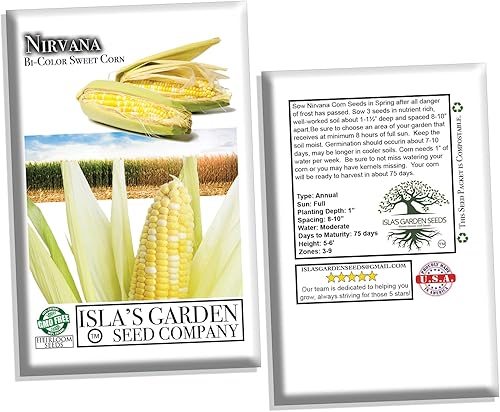 Miniatura 3 de Semillas de maíz bicolor "Nirvana Super Sweet" para plantar, más de 25 semillas de reliquia por paquete, semillas de jardín de Isla (semillas de