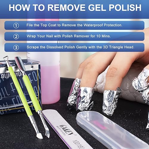 Miniatura 98 de 2 piezas de metal plateado empujador y raspador de cutículas, cortador de uñas, herramienta raspadora de gel de acero inoxidable, removedor