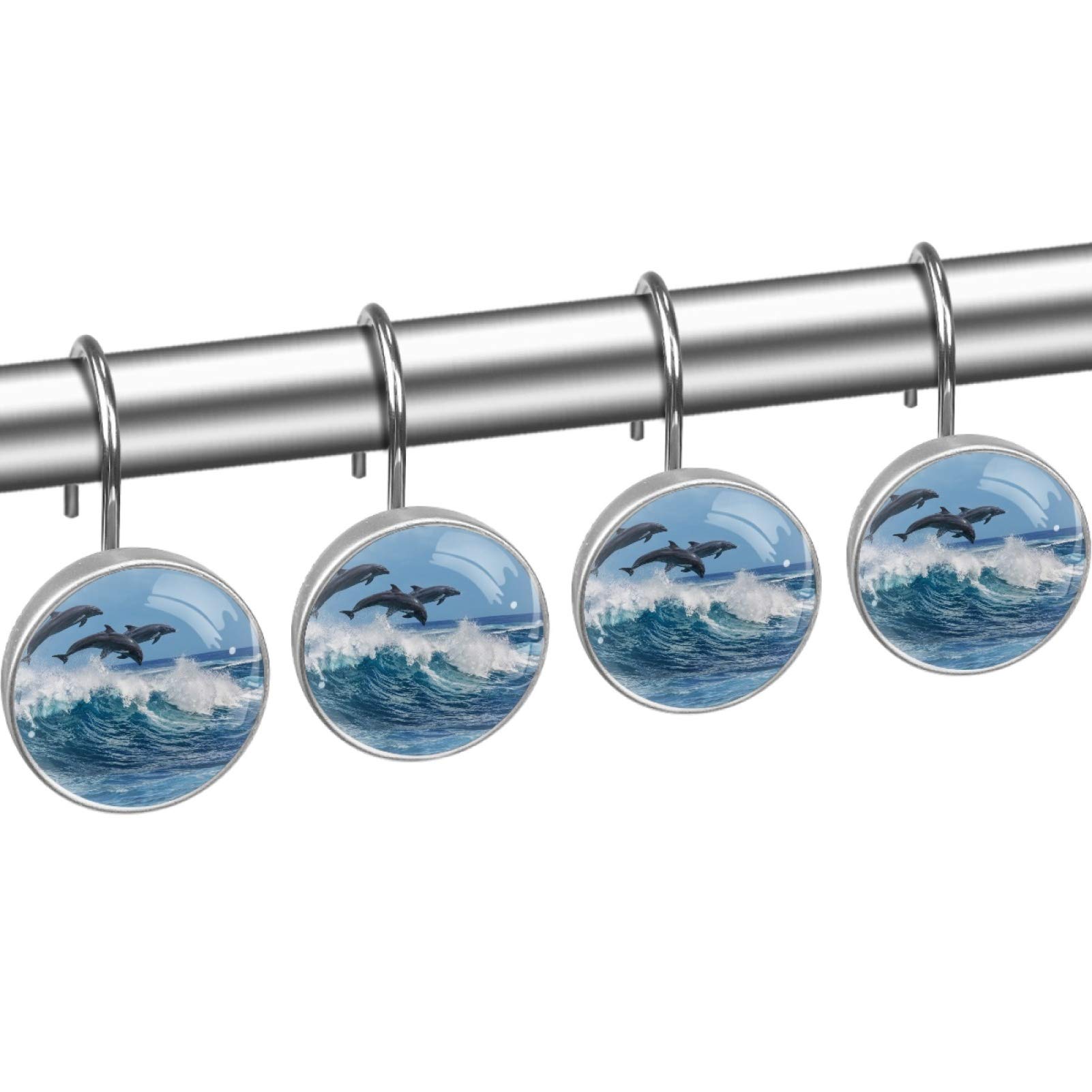 The Lakeside Collection Chinoiserie Curtain Hooks - Paisley Decorative Shower Hooks - Set of 12