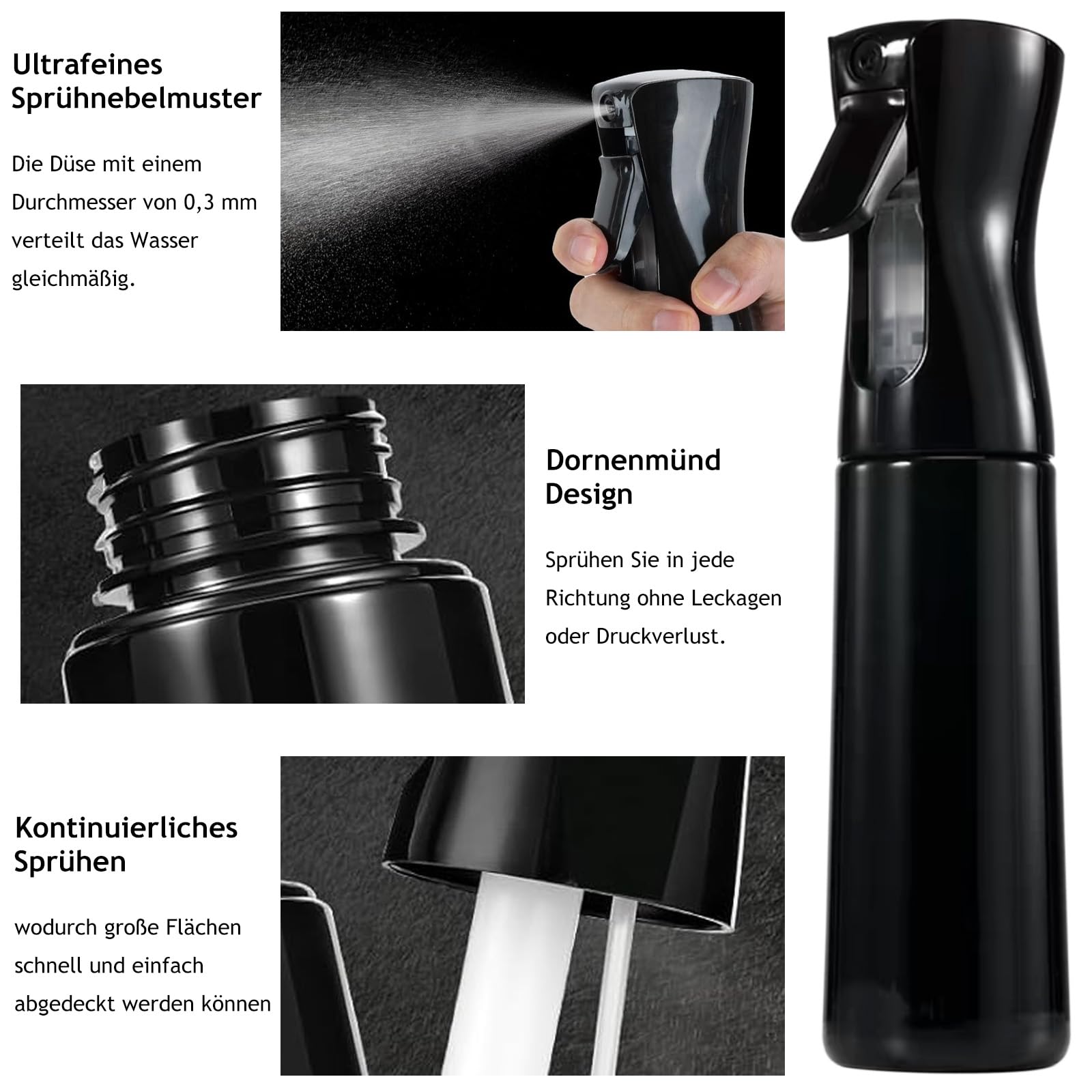 1 sztuka Ultra Fine Continuous Spray Water Bottle Water Atomizer do roślin, ogrodu, czyszczenia zwierząt domowych, fryzjera, pielęgnacji samochodu, puste butelki z