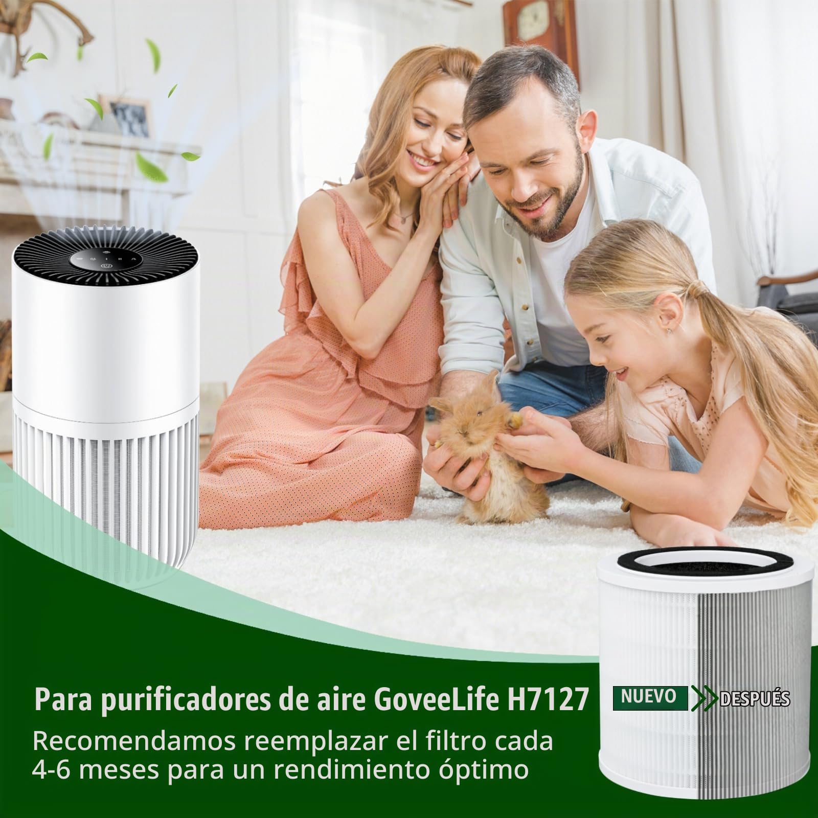 H7127 - Filtro de repuesto para GoveeLife H7127 Mini, 3 en 1 H13 HEPA+prefiltro