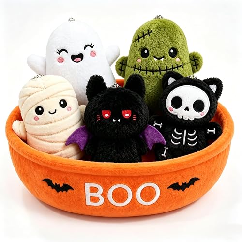 Boo Basket Stuffers for Women, Spooky Stuffed Animals Set