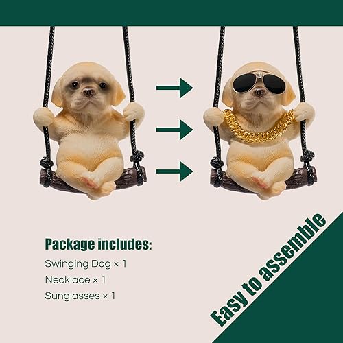 Miniatura 6 de Floruit Labrador Retriever - Accesorios colgantes para espejo de automóvil, lindos accesorios para espejo retrovisor de perro oscilante, accesorios