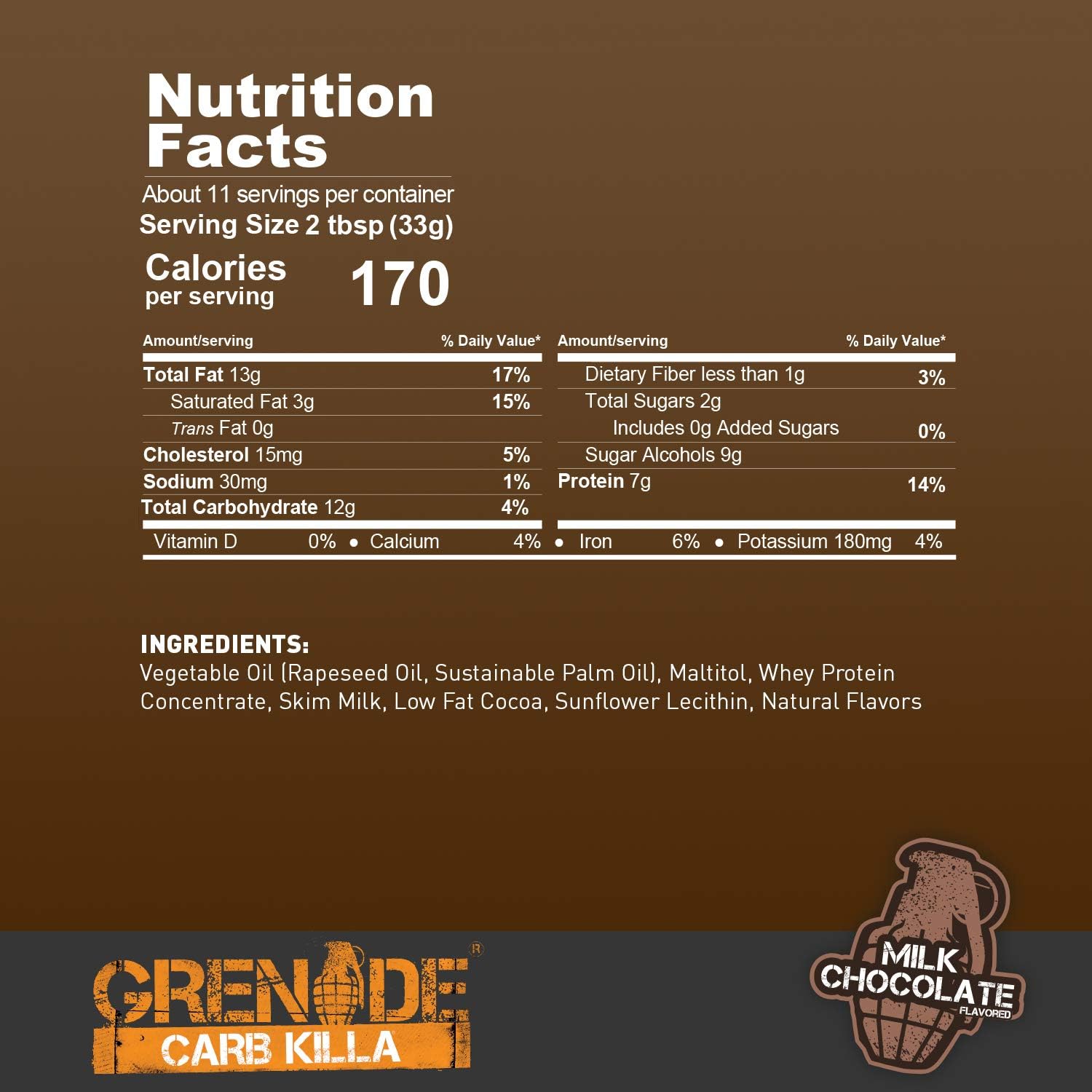 Grenade Carb Killa Protein Chocolate Spread | 7g High Protein Snack | High Protein Low Sugar | Gluten Free No Stir | Milk Chocolate, 12.7oz