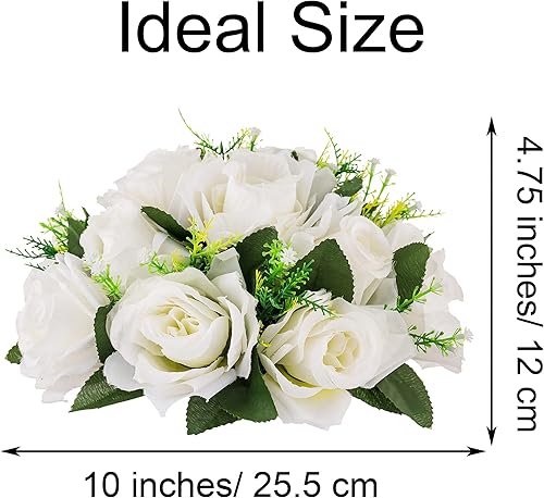 Miniatura 6 de Inweder Centros de mesa de flores para mesas de boda Decoraciones de mesa de boda Centros de mesa de bolas de flores blancas para compromiso