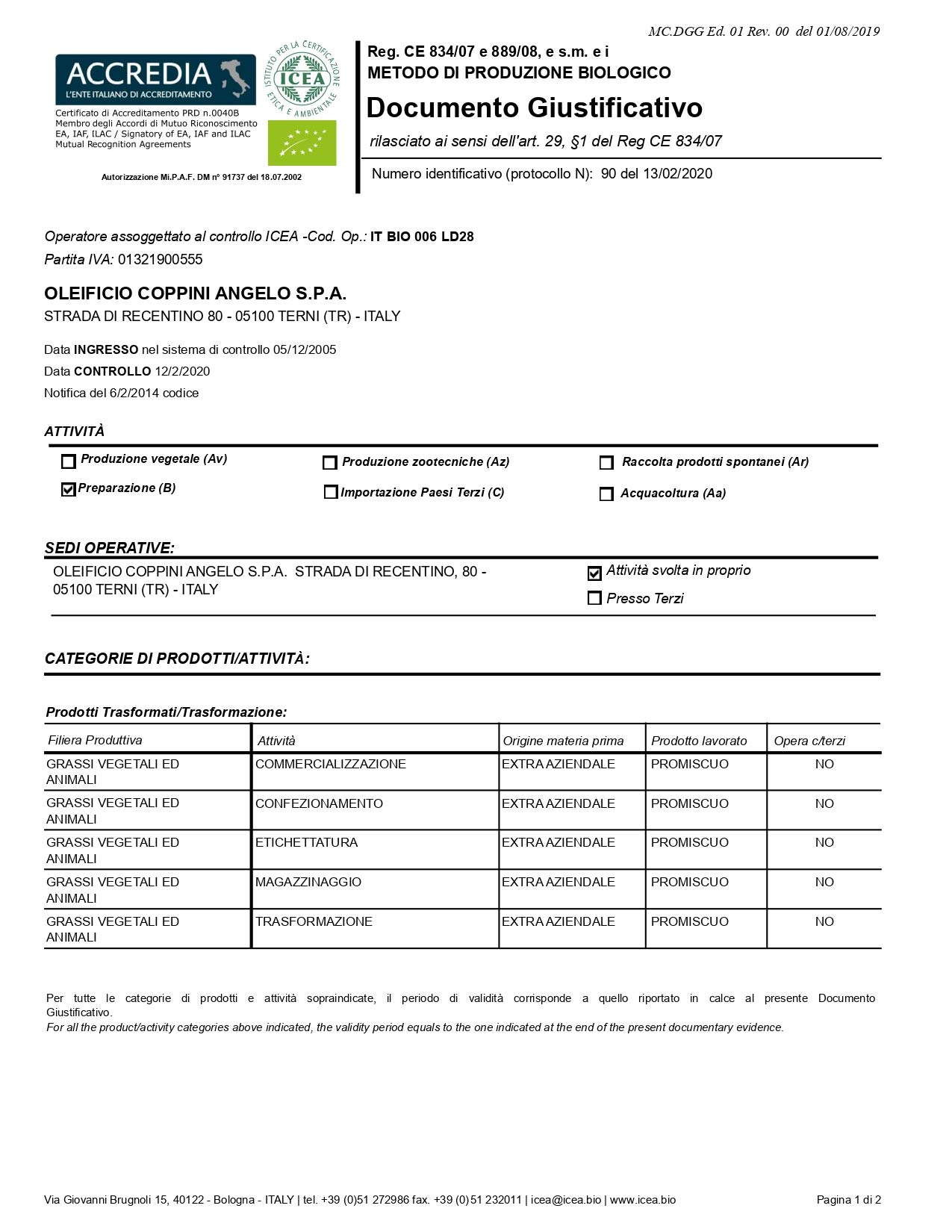 COPPINI TERNI Olio Extra vergine di Oliva Coppini Biologico Italiano - 5 L