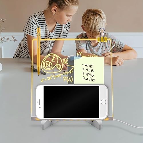 Miniatura 4 de Masshomi Luz nocturna blanca cálida, tablero de mensajes transparente para bricolaje, con bolígrafo blanco, calendario de notas, portátil,