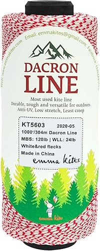 emma kites 120Lbs 1000Ft Trenzado Dacron Poliéster Cuerda Bobina Línea Línea Masón