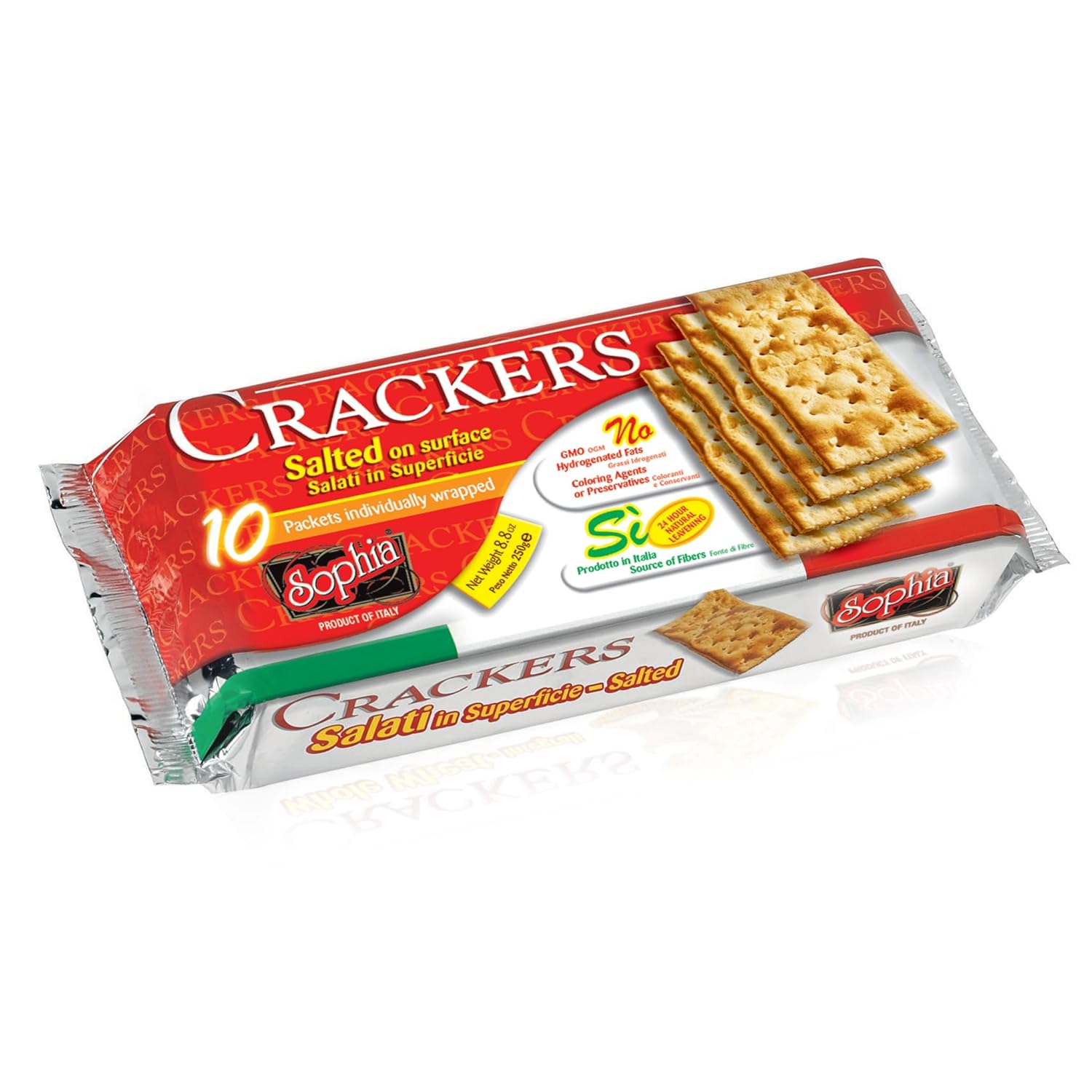 Sophia Cracker Italian Salted 8.8oz (4-pack) | Italian Crackers for Cheese Board & Snacks | Pantry Staples for Charcuterie & Travel | Saltine Crackers with Rustic Crunch | Bakery Fresh Snack