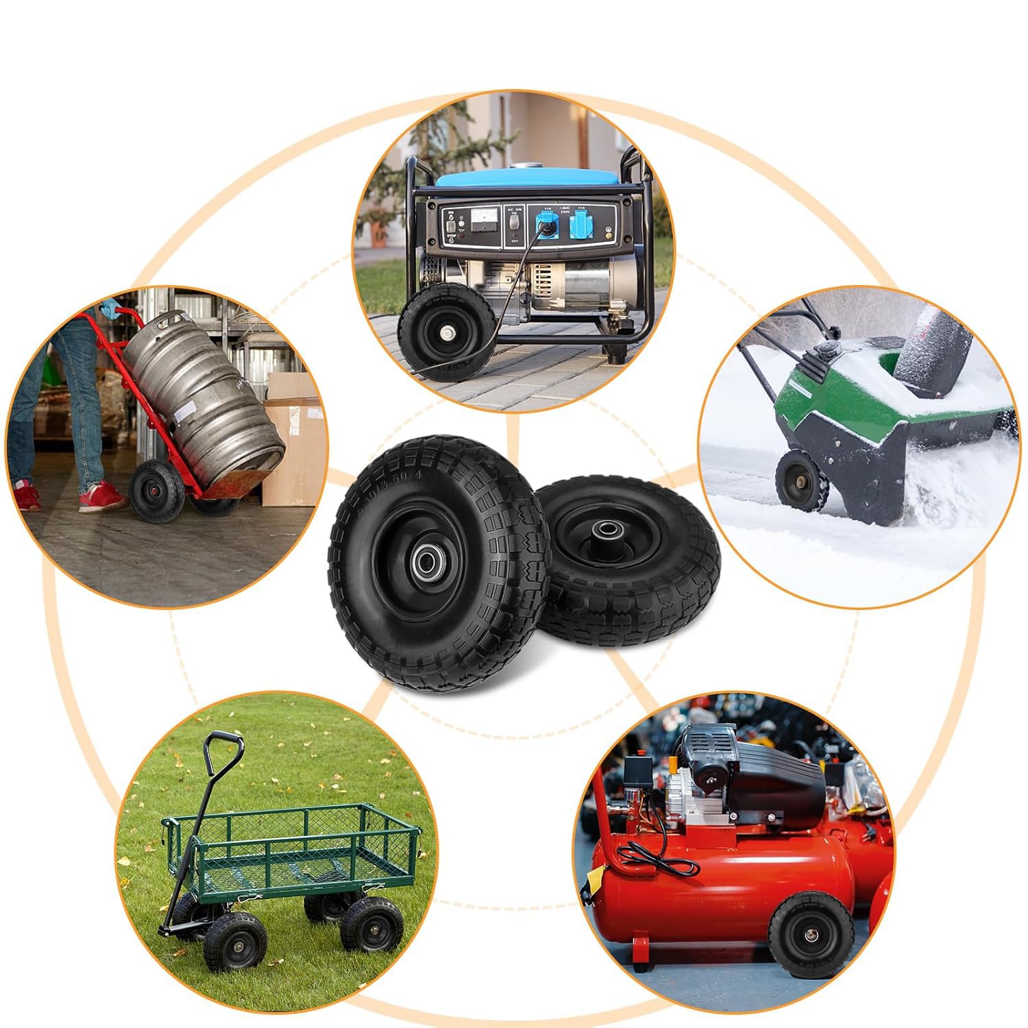 10" ruote in gomma piena, adatte per camion manuali, carrelli a mano, sostituzione per pneumatici 4.10/3.50-4 (versione migliorata, 2)