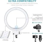 Neewer 18-inch blanc LED Kit d'éclairage de support de lumière Dimmable 42W 3200-5600K avec filtre souple, adaptateur de chaussures chaudes, porte-cellulaire pour le maquillage vidéo (NO Sac de transport)