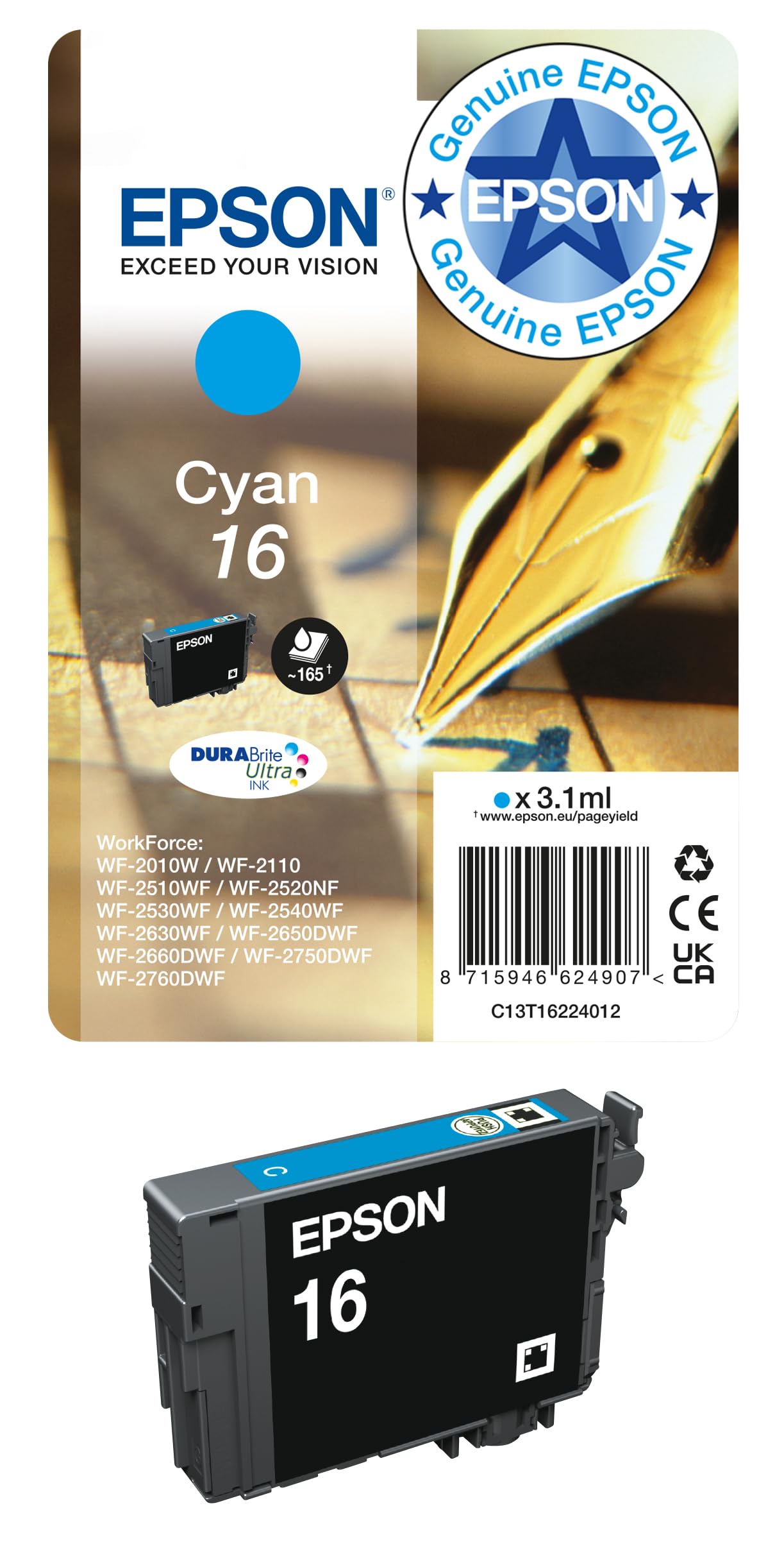 16 Cyan Pen & Crossword, Genuine, DURABrite Ultra Ink