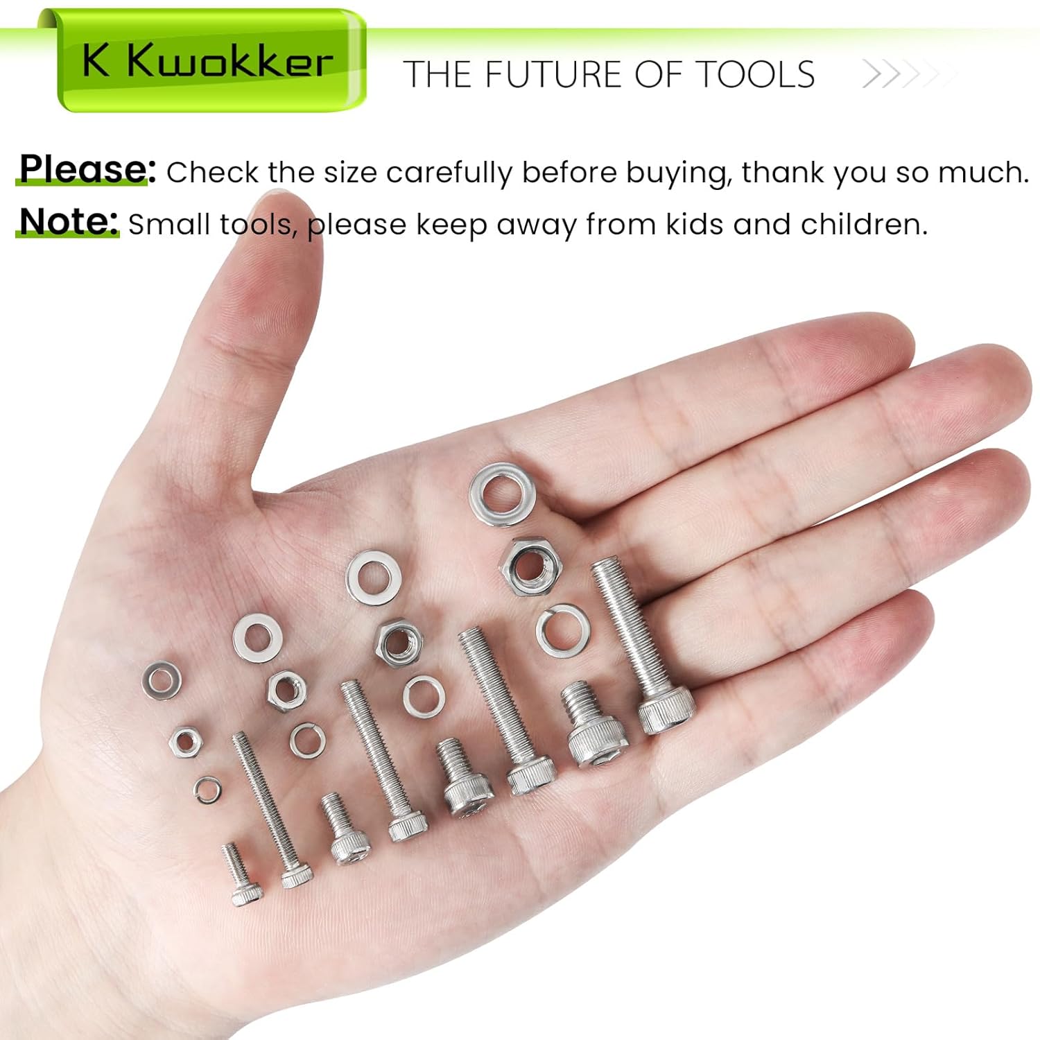 M3 M4 M5 M6 Nuts and Bolts Assortment Kit 20 Size 8MM to 25MM 304 Stainless Steel Hex Socket Head Cap Metric Machine Screws, 1160Pcs Silver Bolts and Nuts Kit with Lock Washers for Screws