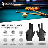 Vista 2 de YFY Guante de Billar de 3 Dedos para Mano Izquierda de Cuero Azul Adulto Unisex Jugadores de Billar Deportivo Compacto Fácil de Poner Guante