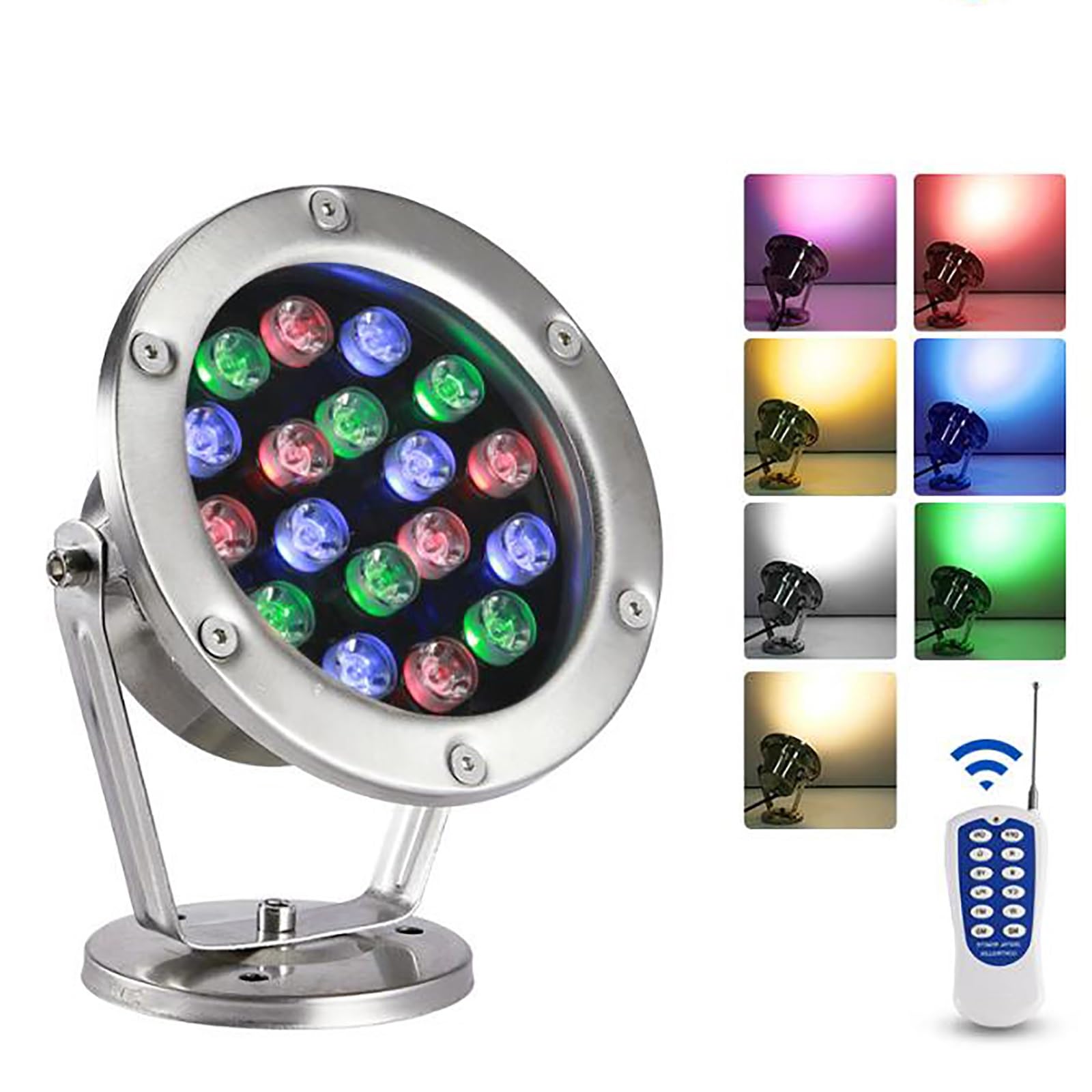 Faretto Per Laghetto Subacqueo - Luci Per Fontane, Luci A LED Subacquee RGB A Bassa Tensione CA 24 V, Luce Subacquea Per Paesaggi Subacquei In Acciaio Inossidabile IP68 ( Color : RGB , Size : 24W )