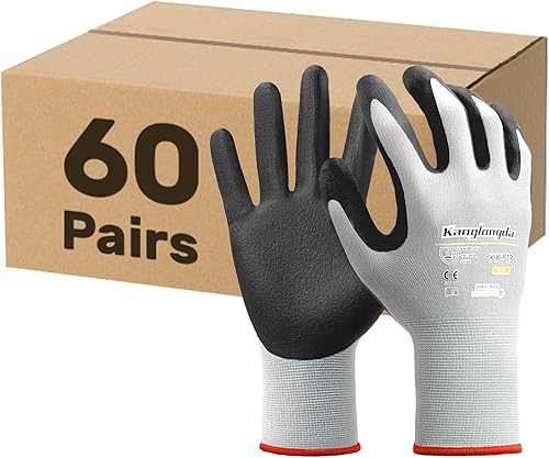 Miniatura 24 de Kebada W2 - Guantes de trabajo unisex, aptos para pantalla táctil, con agarre, elásticos, recubiertos de nitrilo, para jardinería, manejo