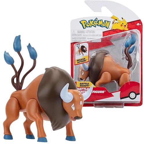 Figura de Juego Pokémon Tauros - Figura de Batalla de 11,5 cm Tauros Listo para la Batalla con Movimiento de Patada, PKW3369