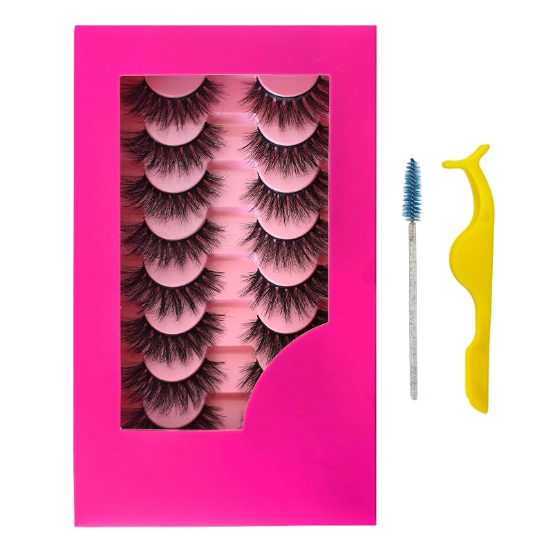 Cílios postiços artesanais volumosos beautykaisen 3D985tw com pinça, 8 pares