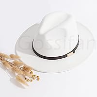 Vista 5 de Gossifan Sombreros Fedora para hombre, sombrero Panamá de ala ancha con cinturón clásico