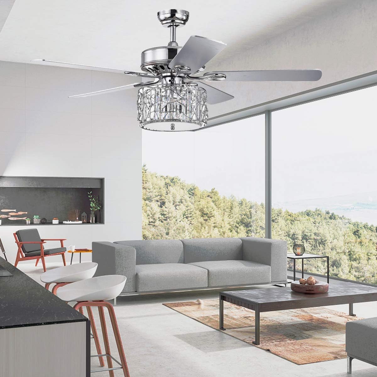 Best Cyber Deals 🔥 52 Crystal Ceiling Fan with Lights Chandelier,5 Reversible Blades and Remote Control,3 Speed for Indoor, Living Room,Decoration Chrome Ceiling Fan Exclusive 52 Crystal Ceiling Fan with Lights Chandelier,5 Reversible Blades and Remote Control,3 Speed for Indoor, Living Room,Decoration Chrome Ceiling Fan