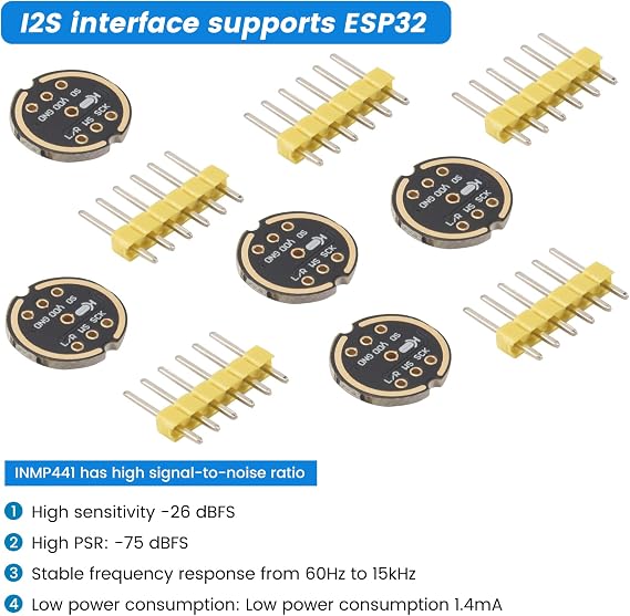 5Pcs INMP441 Omnidirectional Microphone Module MEMS High Low Power I2S Interface Support