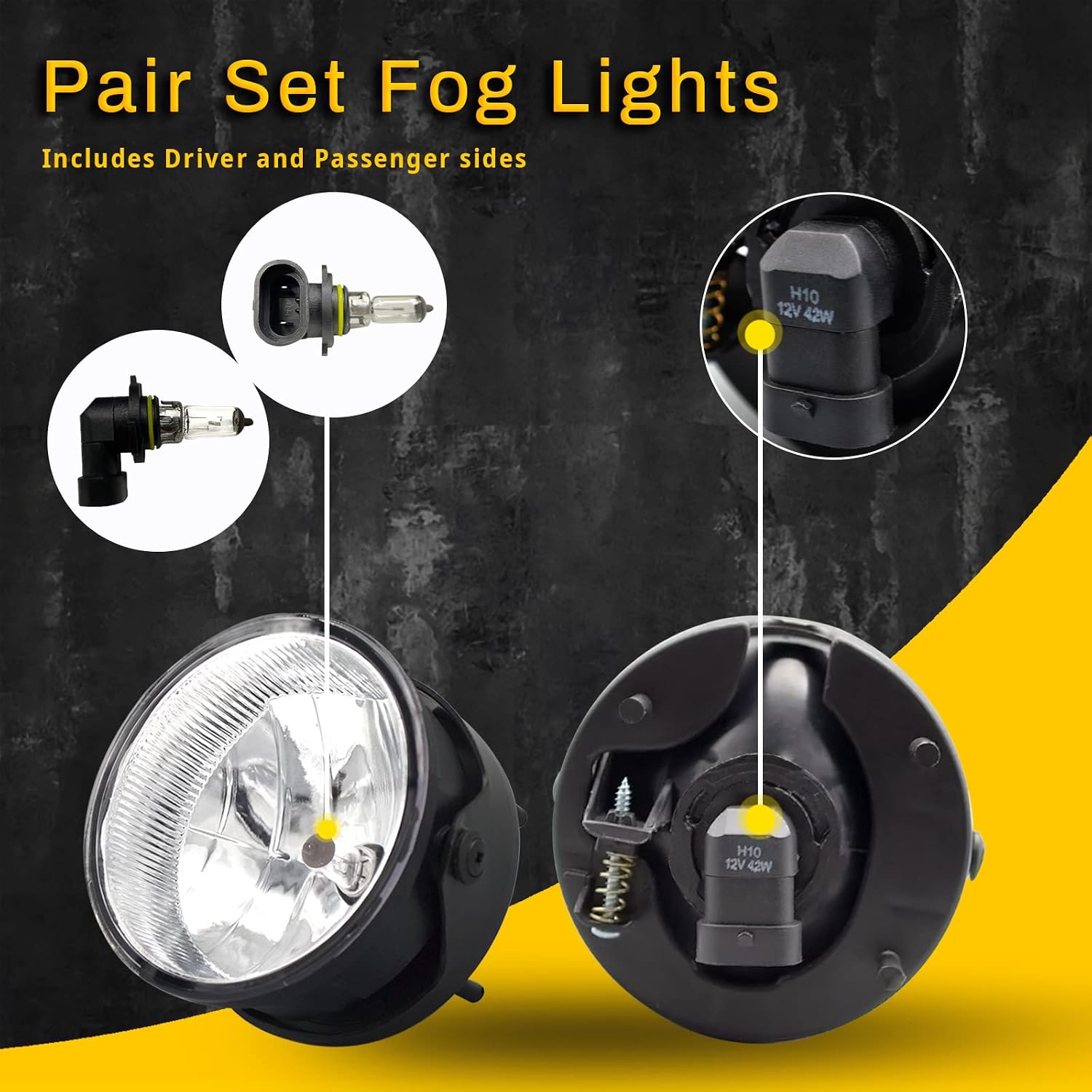 Driving Fog Lights Lamps Fit For 2007-2014 Ford Expedition/ 2008-2011 Ford Ranger with H10 12V 42W Bulbs