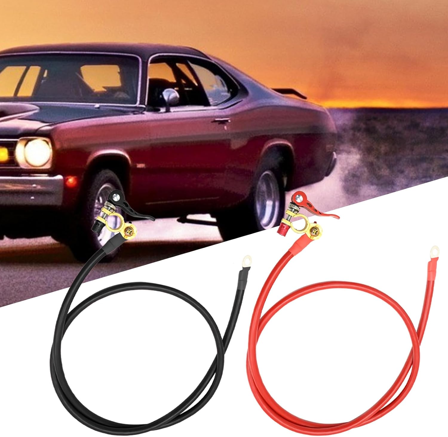 Battery Cables with Terminals, 3 Gauge AWG 5 Feet Pure Copper Battery Cables for Car, Power Inverter, RV, Boat