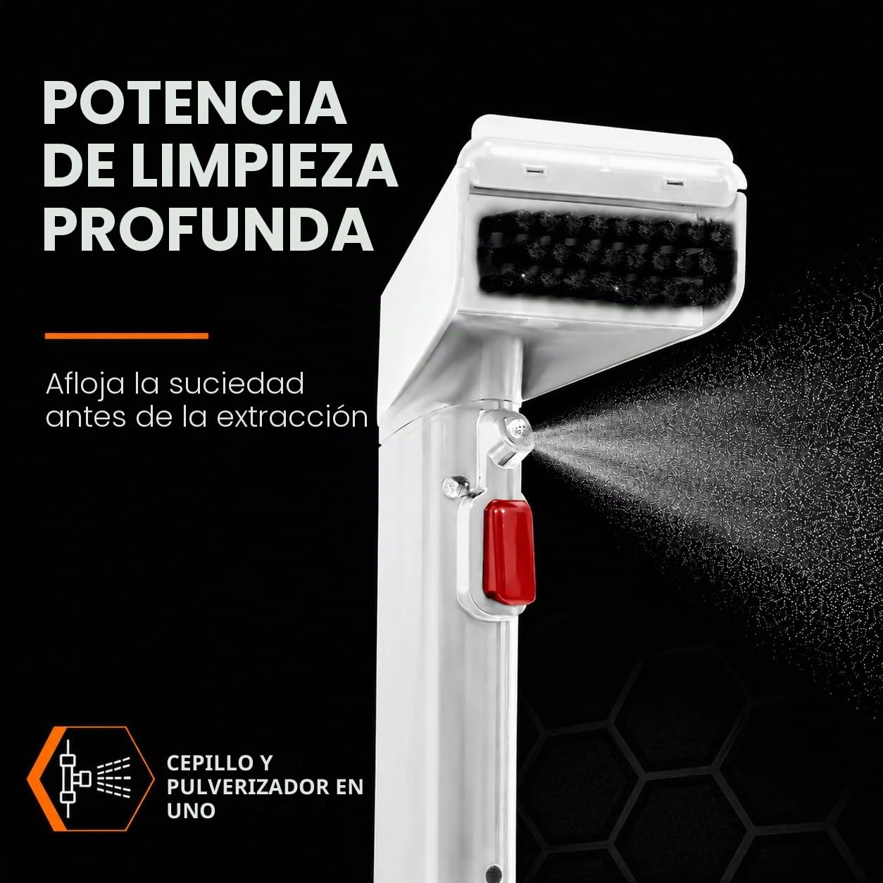 Powell Limpiadoras de alfombras portátiles – 450 W para tapicerías y eliminación de manchas | Limpiador de tejidos de mano para sofás, sillones, alfombras, asientos de coche y colchones (blanco)