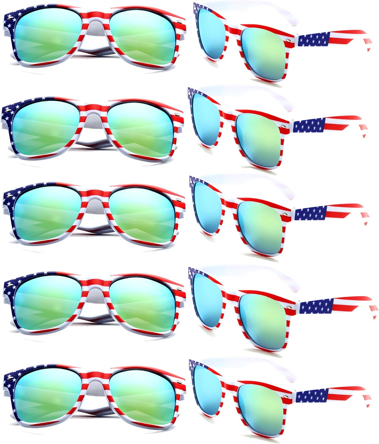 Fsmiling Bulk American Sunglasses USA Flag Sunglasses Patriotic Sunglasses-10/24Pack