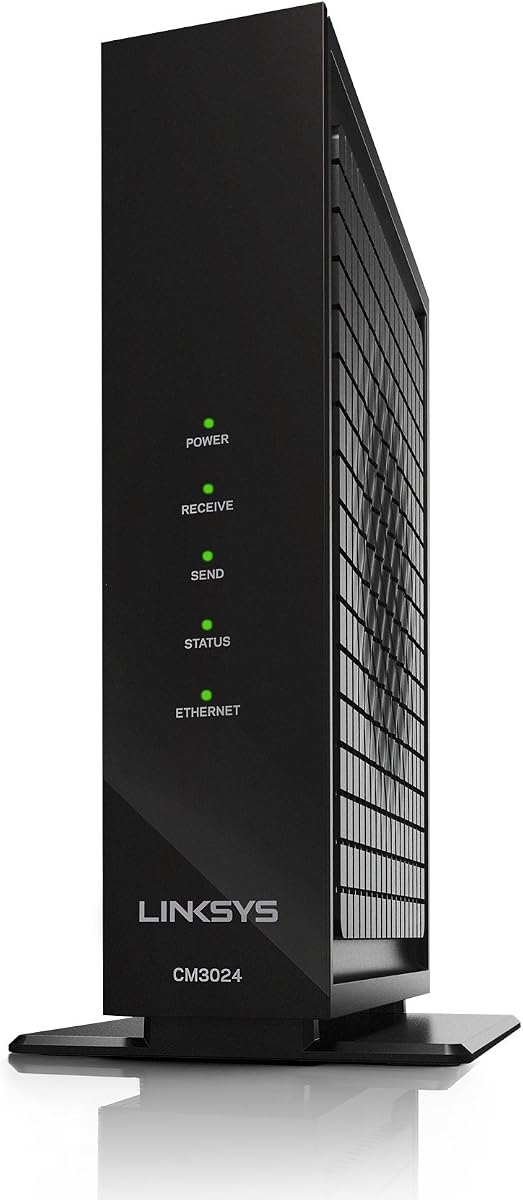 Módem por cable Linksys CM3024 de alta velocidad DOCSIS 3.0 24x8, certificado para Comcast/Xfinity, Time Warner, Cox y Charter (solo módem, sin funcionalidad Wifi)