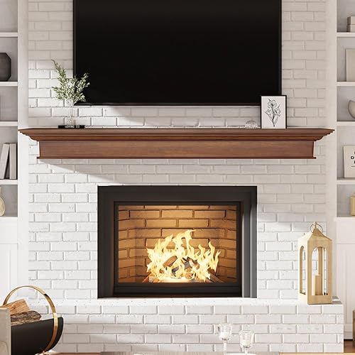 Miniatura 38 de Repisa para chimenea artesanal; estante sólido para colocarse sobre la chimenea; estante flotante montado en la pared con soportes invisibles - 152