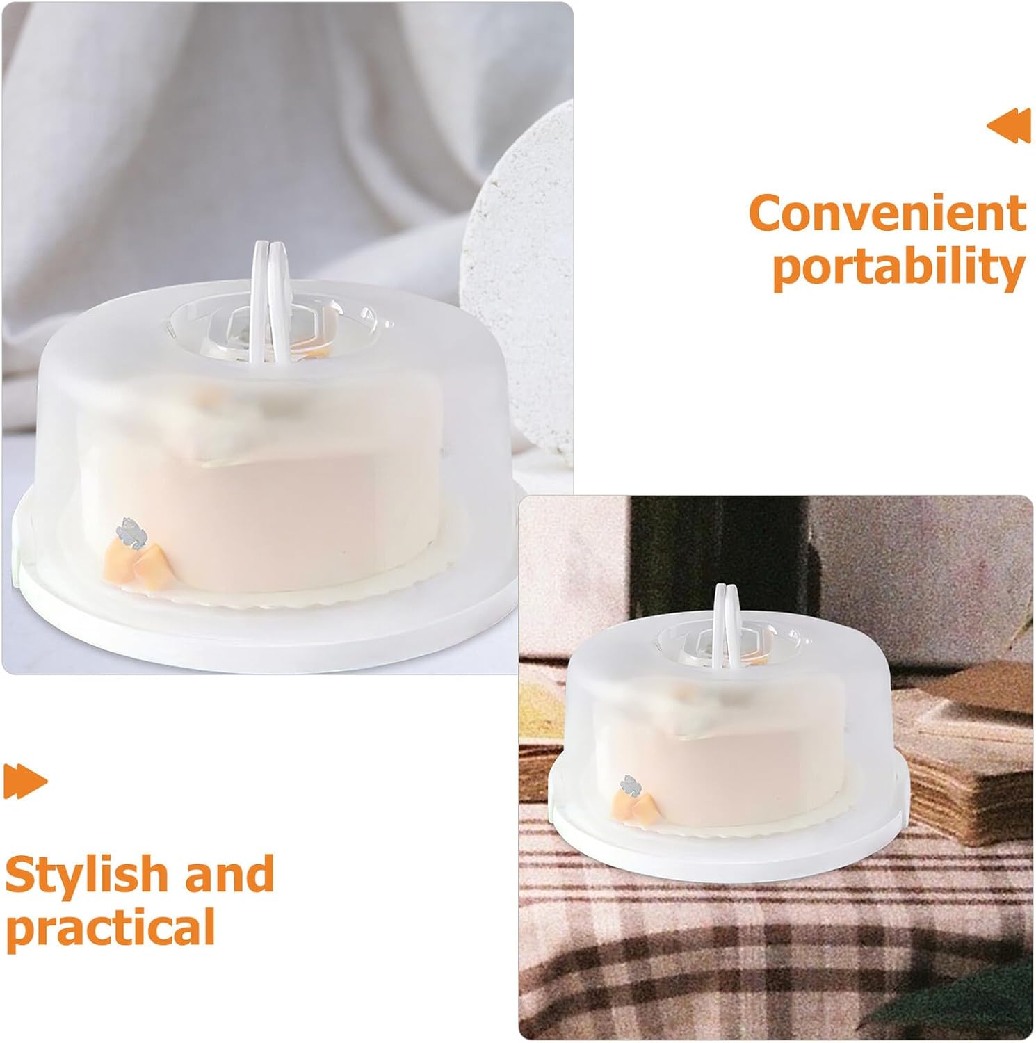 2pcs Reusable Cake Carrier with Handle and Lid 10-inch Cake Storage Box for Kitchen and Travel Locking Dome for Birthday