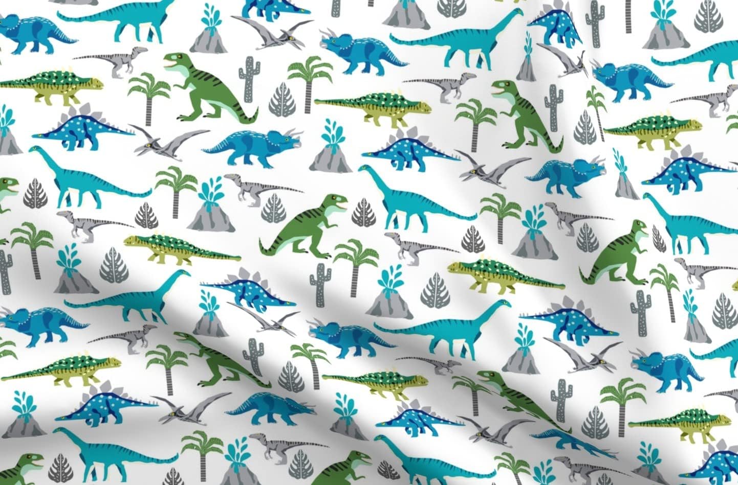 Spoonflower Fabric - Dino Quilt Coordinate Dinosaur Nursery Cheater Dinosaurs Boys Decor Printed on Organic Cotton Sateen Fabric by The Yard - Sewing Quilting Apparel Home Decor