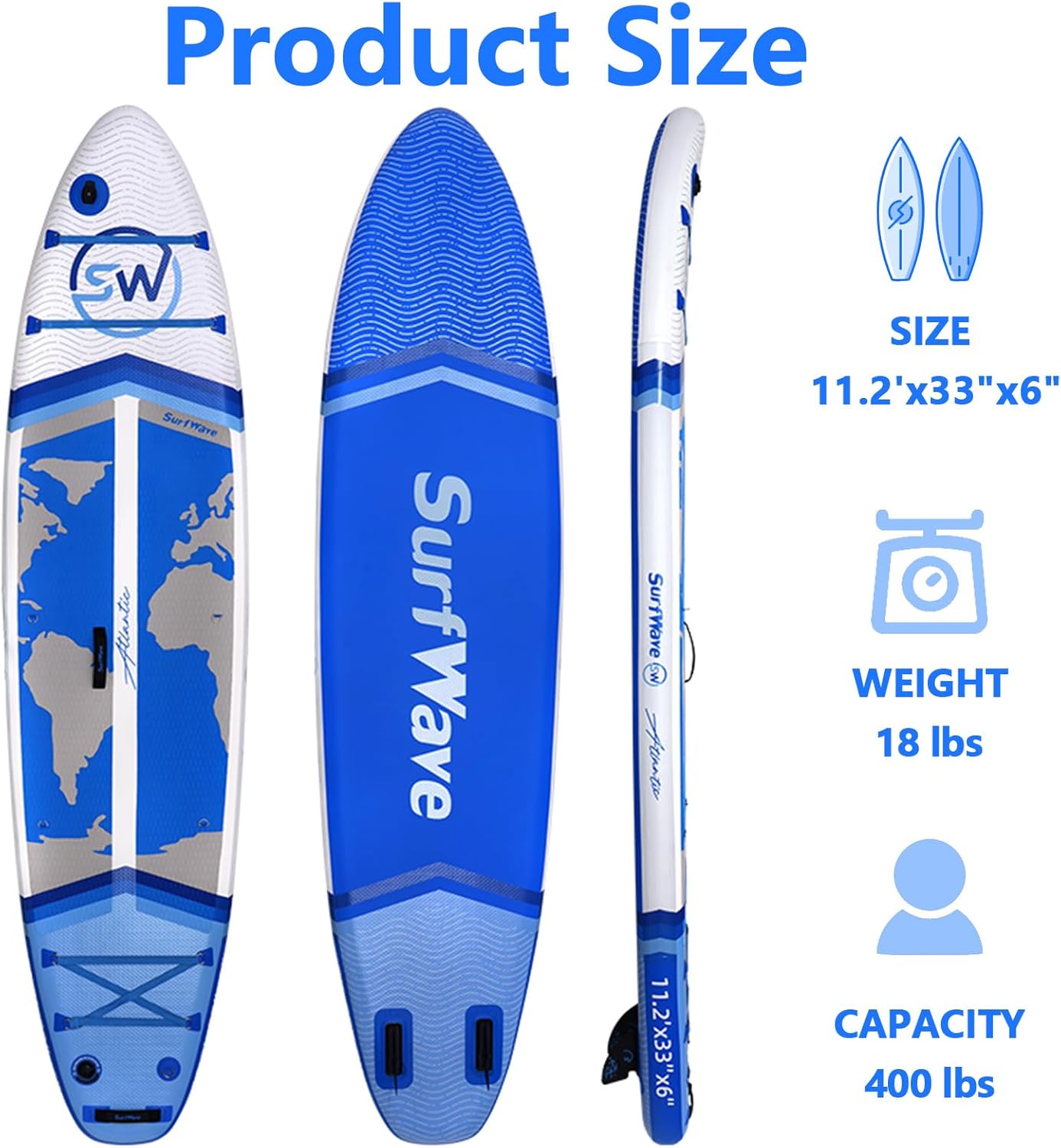 Extra Wide Inflatable Paddle Board,2-in-1 Adjustable Paddle Board for Adults,Stand Up Stable Inflatable SUP,Removable Fin, Ankle Leash, Phone Case & Waterproof Bag,Hand PUM,Wrench (Blue2)