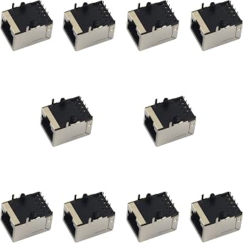 whiteeeen 10pcs RJ45 Socket 8P8C PCB Ethernet Jacks 8Pin Female Connectors for Cat5, Cat5e, Cat6 Ethernet Cable