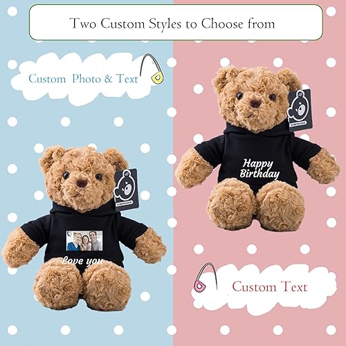 Miniatura 2 de Oso de peluche personalizado, oso de peluche con texto + imagen personalizado como regalo personalizado para novianovio en el día de San Valentín,