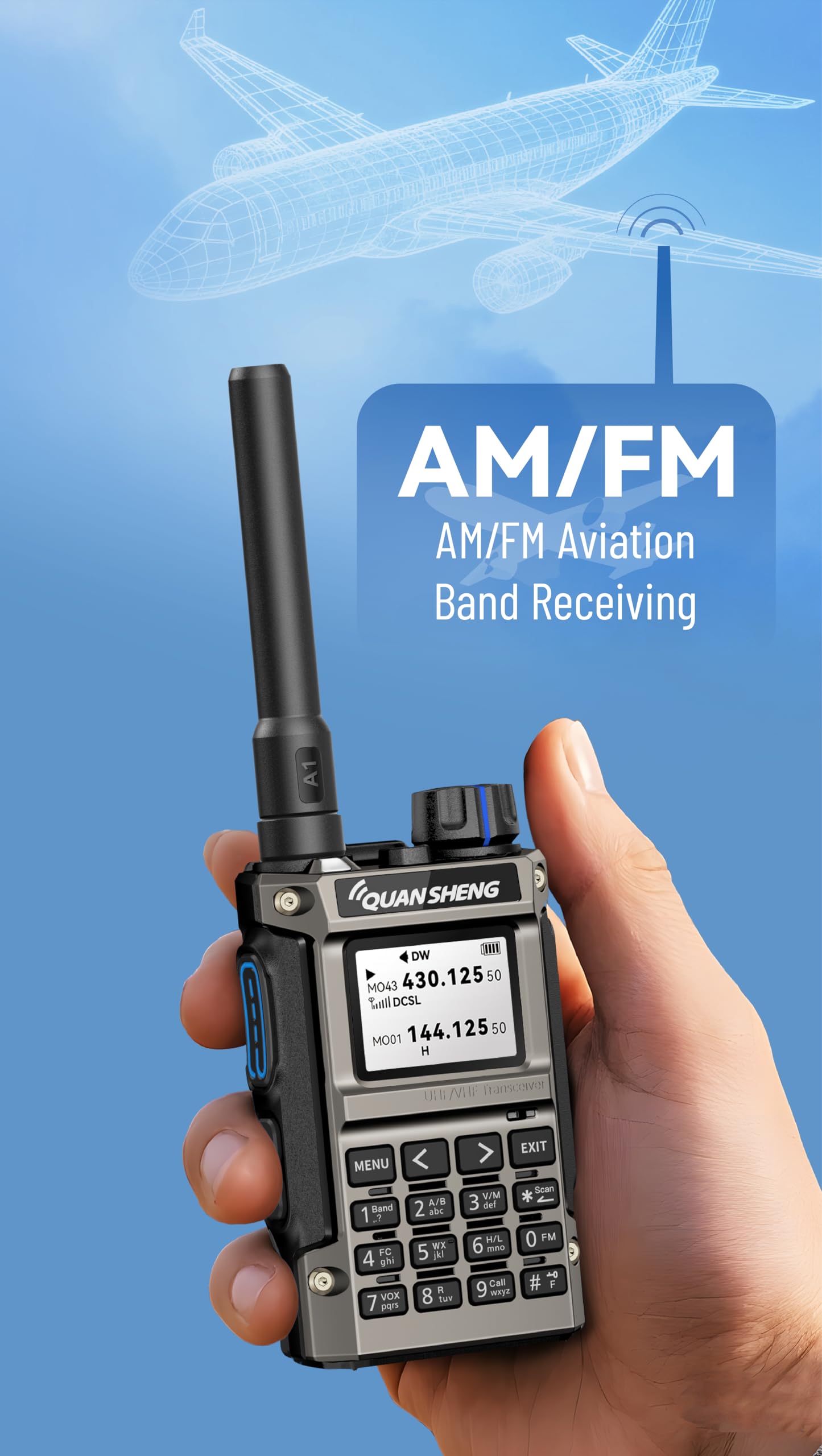 Quansheng UV-K1(8) Walkie Talkie Handfunkgerät, 1400mAh, Akku mit hoher Kapazität,Mini Pocket Radio, Full Band Empfänger, Air Band, One Key Frequency Match, Wireless Copy, NOAA
