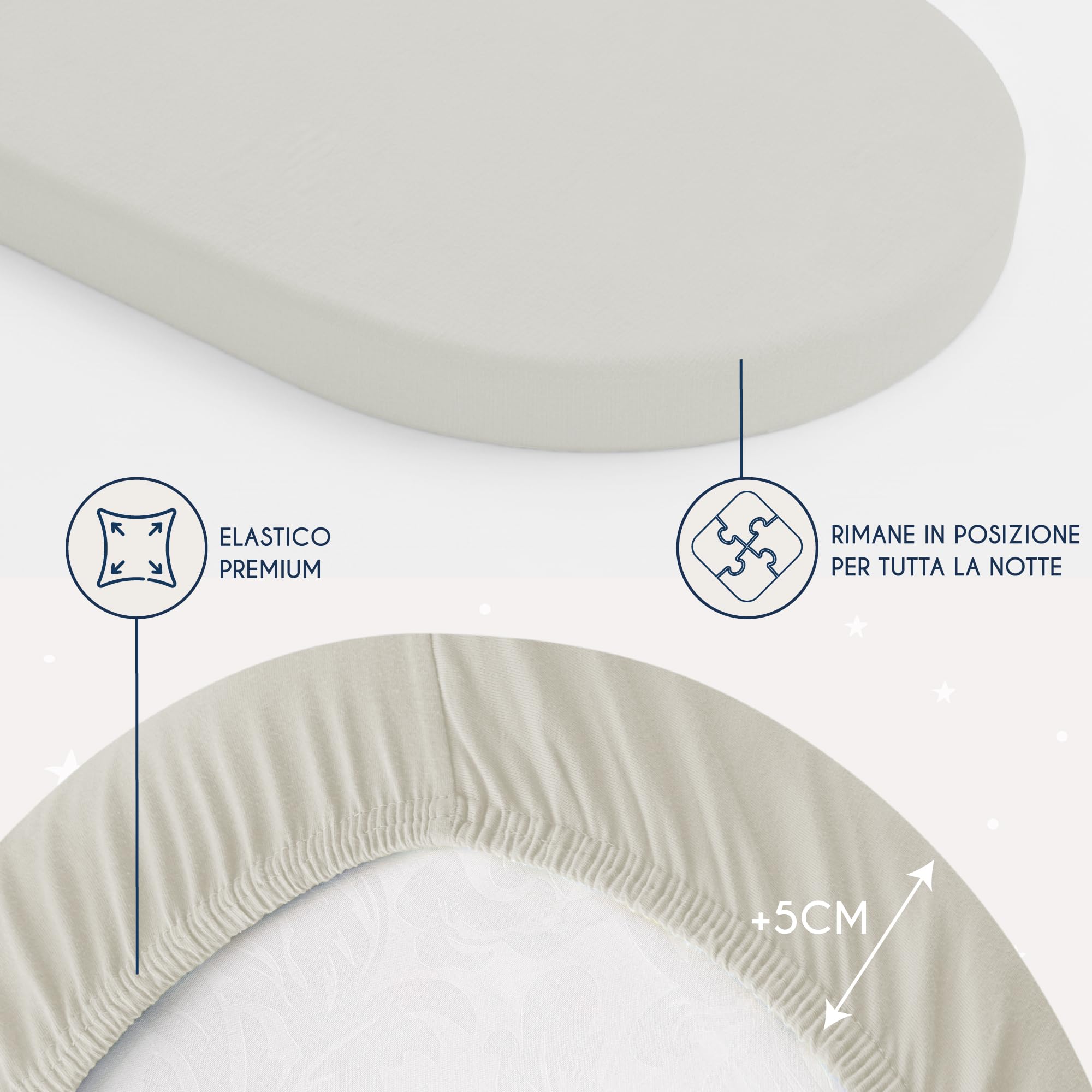 Dreamzie - Set 2 Lenzuolo con Angoli Cotone Bambini - 40x80 - Oeko Tex certificato - Beige - Lenzuolo con Angoli 40x80