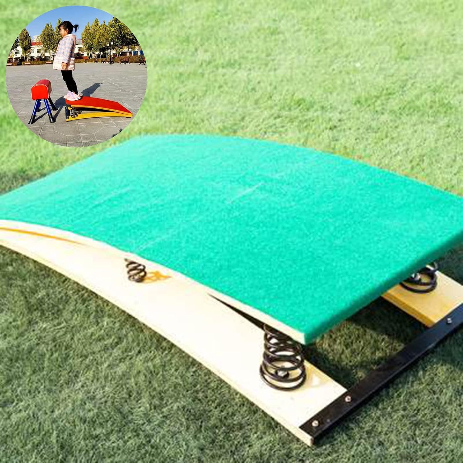 Vaulting for Kids - Jumping Aid Training Board, Curved Wooden Takeoff Board for Backflip Practice, Ideal for Kindergarten & Gym Use