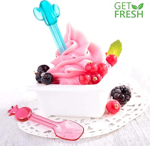 Miniatura 3 de GET FRESH Mini cucharas de helado de plástico – 27 piezas reutilizables coloridas pequeñas cucharas de plástico para niños – Mini cucharas de