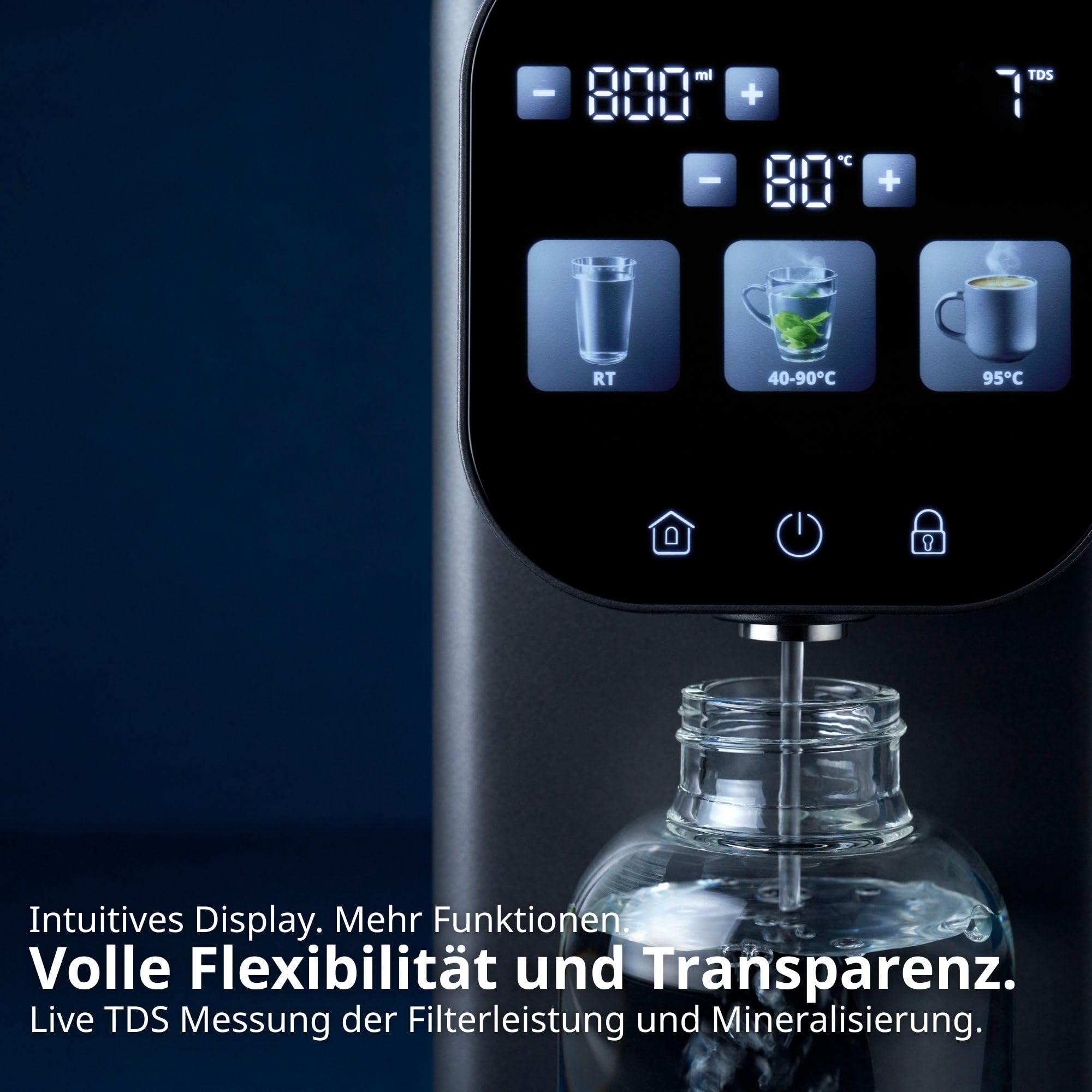 OsmoFresh Auftisch Osmoseanlage Fusion Stream | Heißwasserspender | Variable Temperatur | 7-Fach Umkehrosmose Filterung | leitungsgebunden | TÜV Zertifiziert | 3X UV