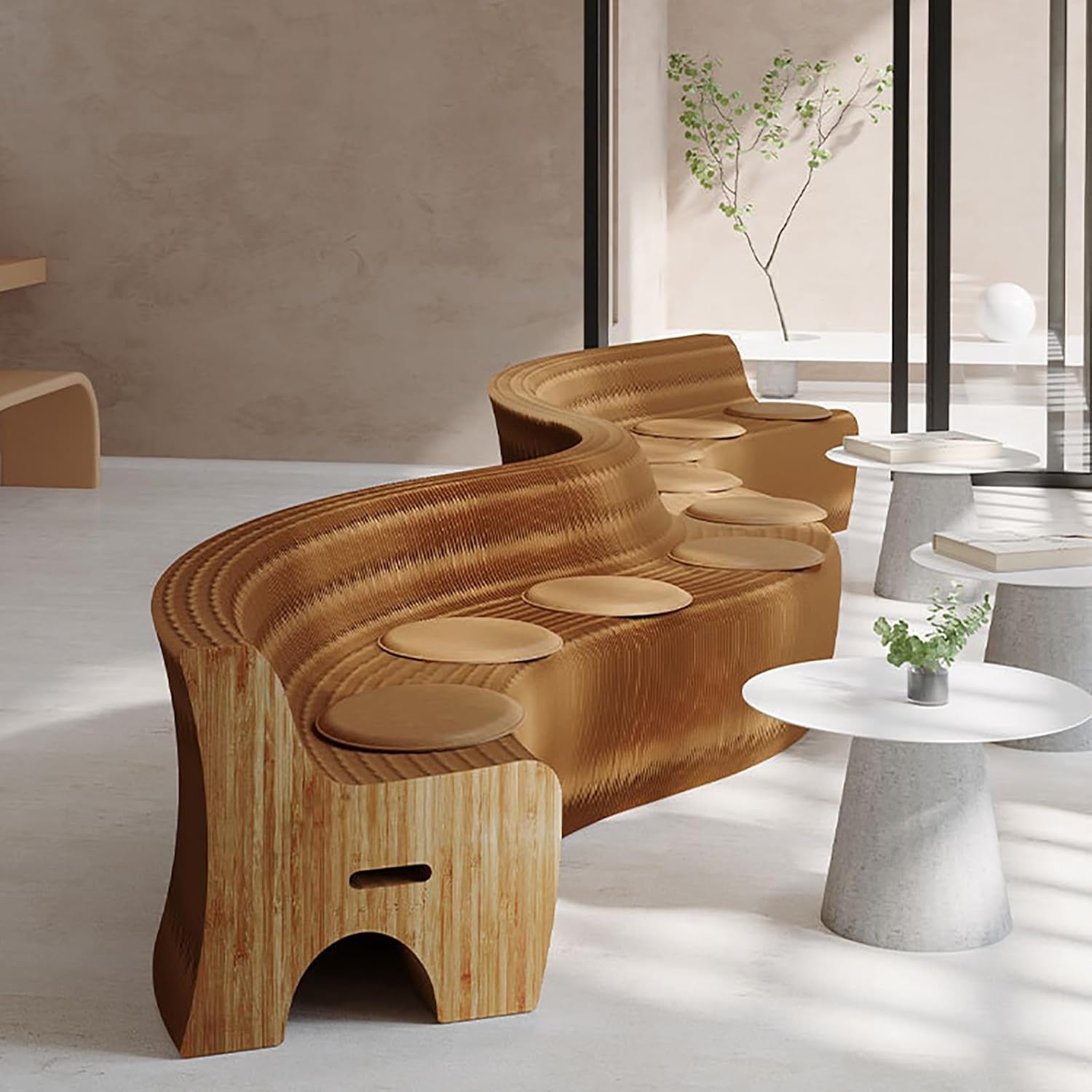 Folding Paper Stool Sofa Accordion Folding Paper Stool Honeycomb Structure Design High Load-Bearing Capacity No Assembly Required Ideal for the Home(Brown)