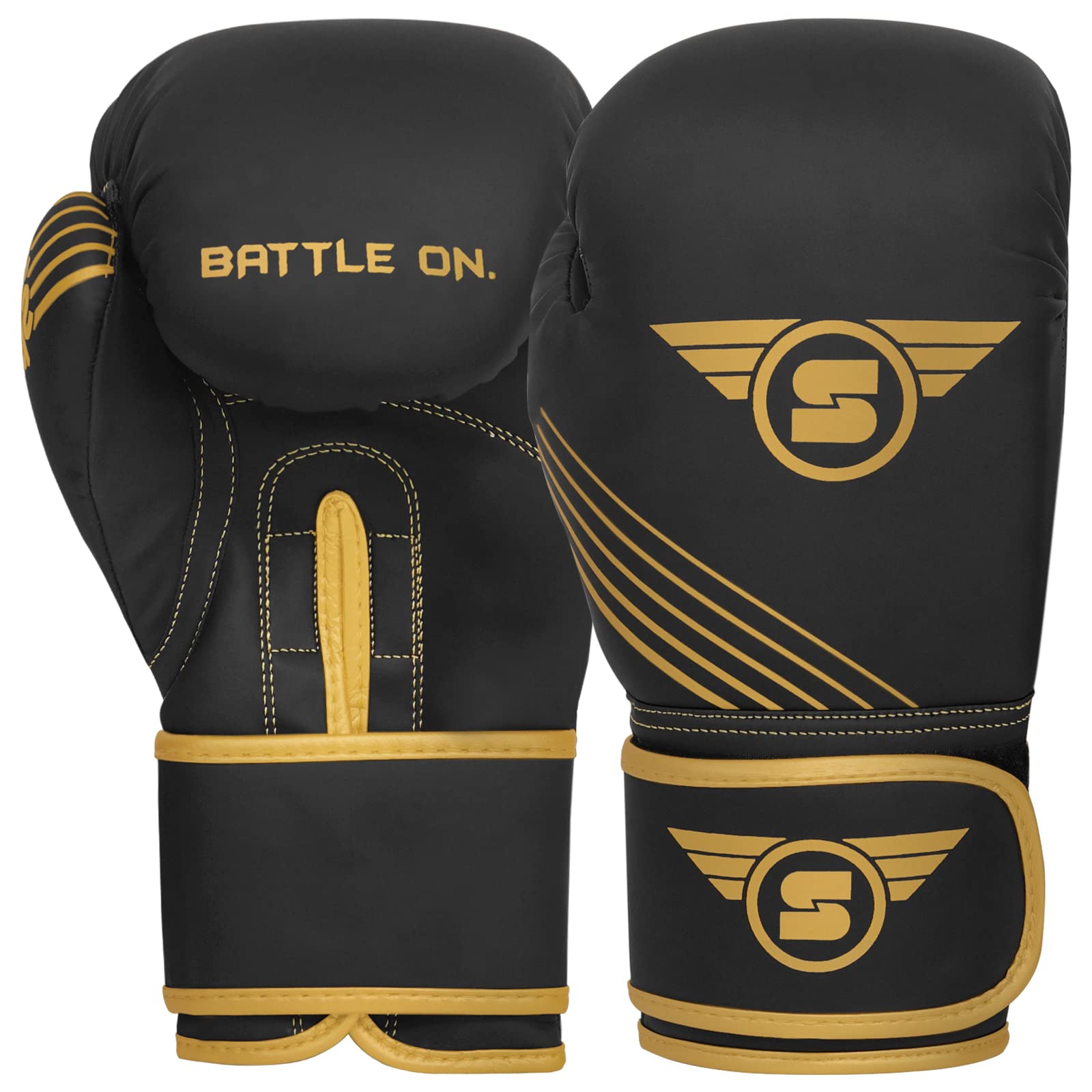 Stealth Sports Boxing Gloves – PU Leather Sparring Gloves Men Women – 8 10 12 14 16 Oz - Training Mitts, MMA, Muay Thai – Punching Bag, Focus Mitts Pads Speed Ball Workout Kickboxing Gloves