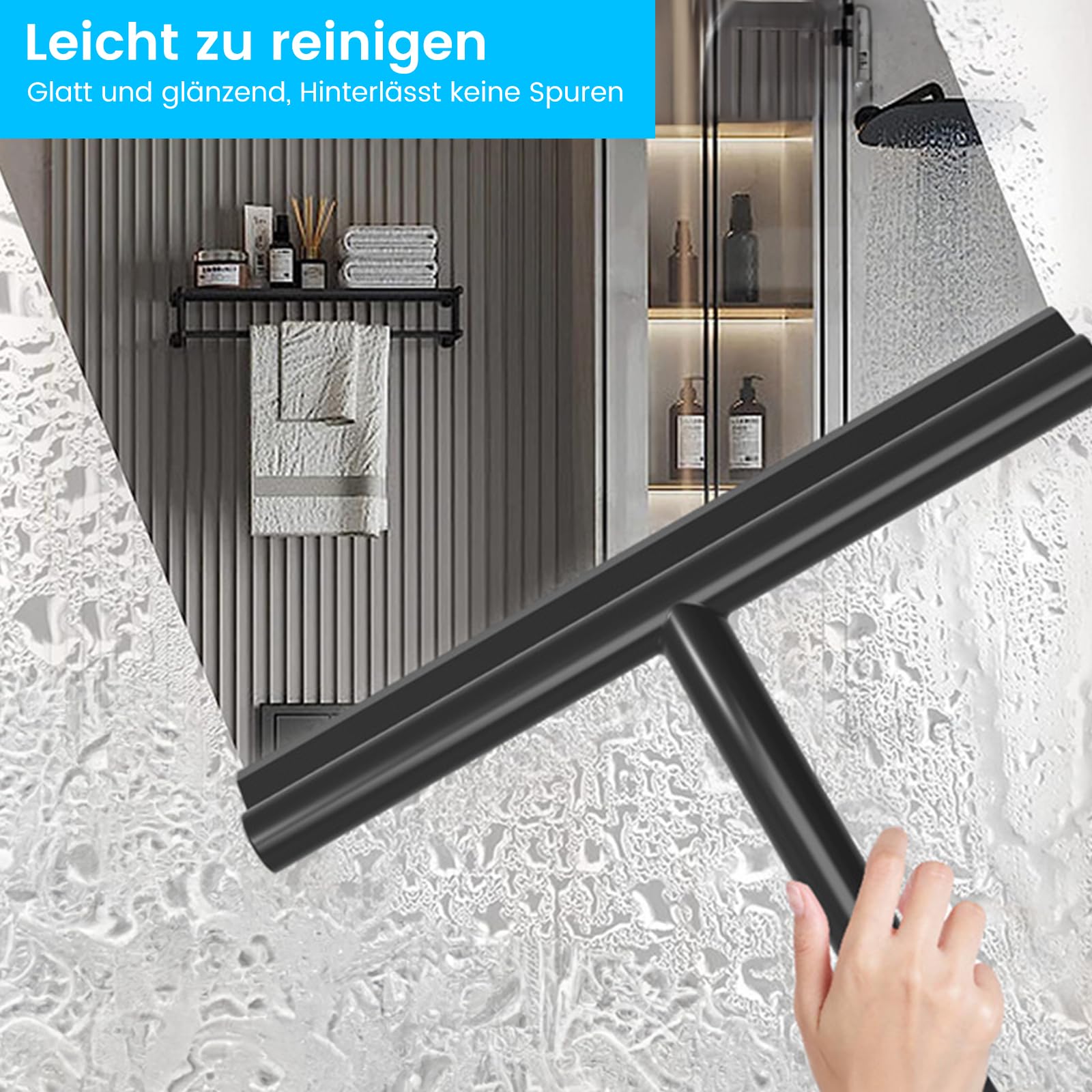 Raclette de douche, raclette de douche avec support, sans perçage, raclette de douche, raclette de fenêtre, raclette à eau, nettoyant pour vitres, raclette pour douche