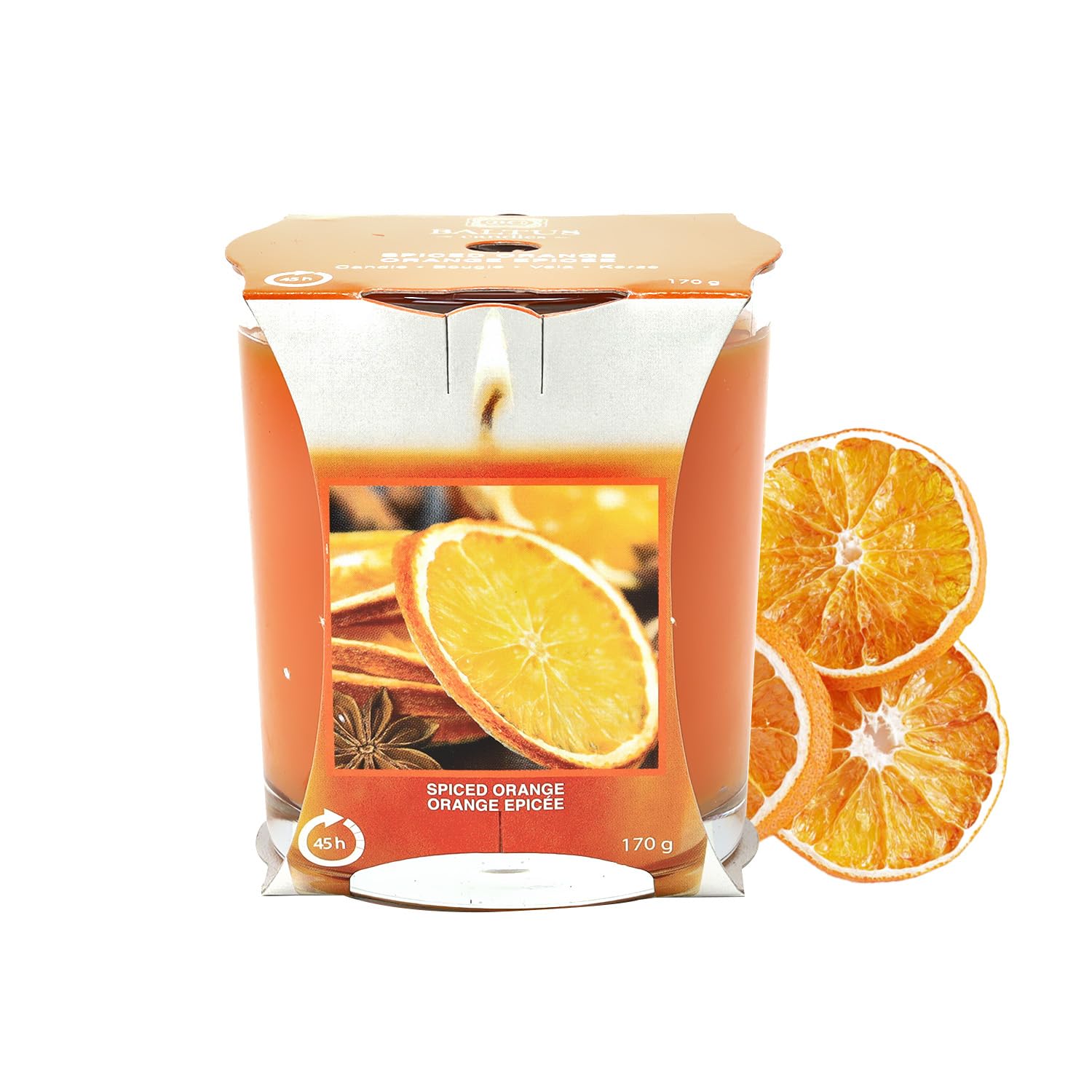 Baltus Multicoloured Scented Candle Spiced Orange 170G Single Wick 45Hrs Glass Jar Gift Idea
