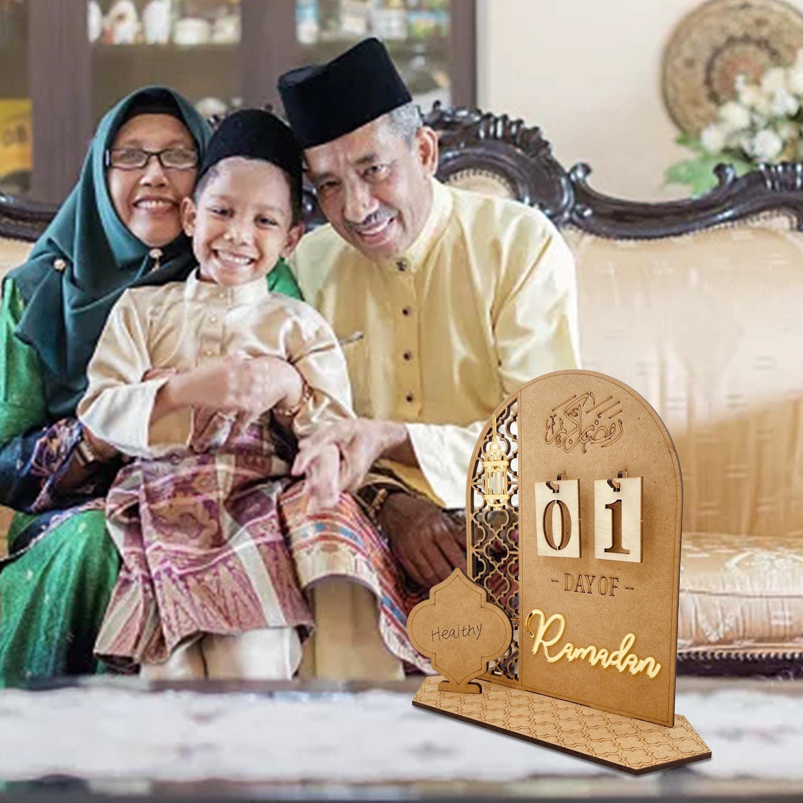 Calendrier de l'Avent du Ramadan - Décoration en bois DIY pour l'Aïd Mubarak - Ornement de compte à rebours pour le Ramadan, décoration de salon, cadeaux du Ramadan (noir + doré Calendrier de l'Avent du Ramadan - Décoration en bois DIY pour l'Aïd Mubarak - Ornement de compte à rebours pour le Ramadan, décoration de salon, cadeaux du Ramadan (noir + doré